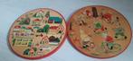 2 superleuke vintage ronde houten puzzeltjes van Simplex, Gebruikt, 10 tot 50 stukjes, Ophalen of Verzenden, Van hout