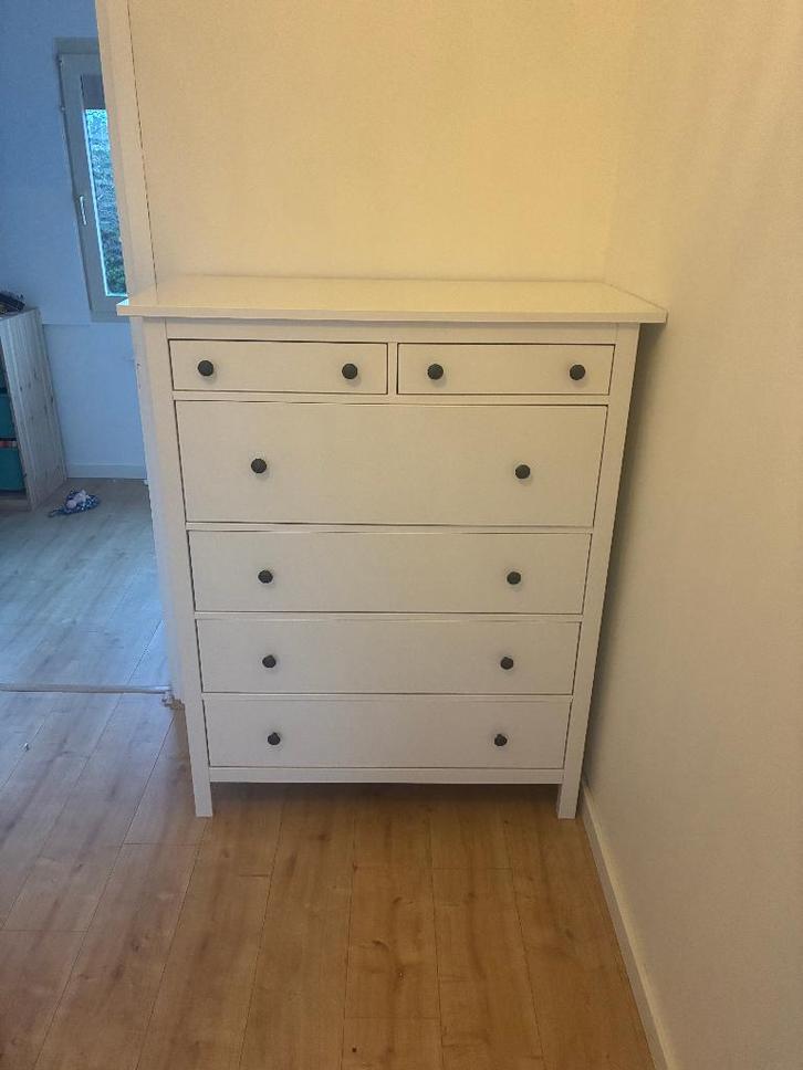 Ikea - HEMNES Ladekast 6 lades, wit gebeitst, Huis en Inrichting, Kasten | Ladekasten, Gebruikt, 100 tot 150 cm, 100 tot 150 cm