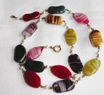 ﻿€32,50 ANTIEKE HALS KETTING 15 EDELSTEEN EN 16 PARELS - wvq, Verzenden, Overige materialen, Ketting, Met edelsteen