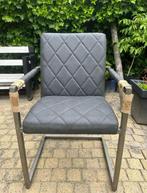 Moderne Luxe Stoel - Grijs Leer & IJzer, Drie, Nieuw, Leer, Ophalen of Verzenden