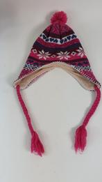 Damesmuts, roze, wol, met 2 vlechtjes en pompoen. 2A9, Tweedehands verkoop, Tweedehands verkoop, Ophalen of Verzenden, Sjaal