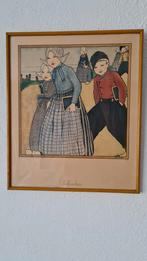Rie Cramer -1X ingelijst  Kleurenprent Urker Kinderen 1932, Ophalen