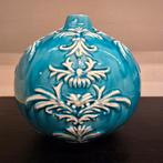 Turquoise PTMD Vaas met Barok Bloemmotief, Ophalen, Blauw, Aardewerk of Porselein, Zo goed als nieuw
