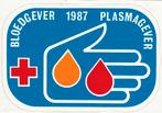 Sticker bloeddonor (10) - bloedgever plasmagever 1987, Verzamelen, Verzenden, Zo goed als nieuw, Overige typen