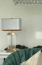 Grote Luxe tafellamp – glas & metaal – bronskleurig – NIEUW, Ophalen of Verzenden, Nieuw, Metaal, Minder dan 100 cm
