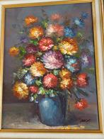 Frans Brocante Olieverf Schilderij - Bloemen Groot stilleven, Antiek en Kunst, Ophalen of Verzenden