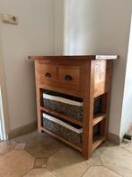 Teakhouten ladenkastje met manden, Ophalen, Gebruikt, Teakhout, 50 tot 100 cm