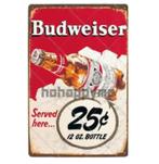Metalen bord Budweiser bier, Nieuw, Reclamebord, Ophalen of Verzenden