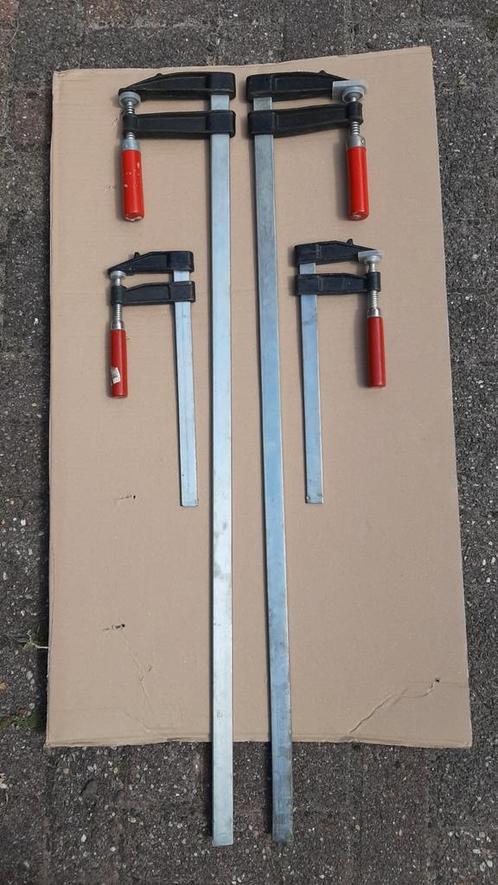 4x Lijmklemmen - Groot & Klein - Houtbewerking, Doe-het-zelf en Verbouw, Gereedschap | Handgereedschap, Gebruikt, Ophalen
