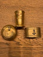 Koperen Asbak, Servetring & Bekertje met Anker, Ophalen of Verzenden