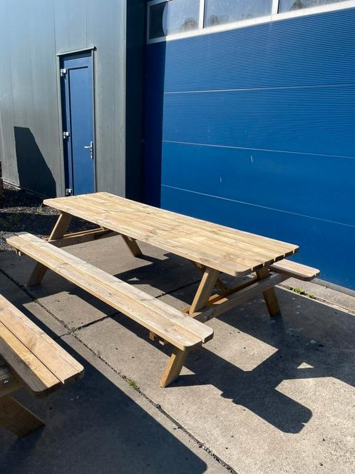 Opruiming. B keus picknicktafel. 240 cm. 8-10 personen., Tuin en Terras, Picknicktafels, Zo goed als nieuw, Rechthoekig, Hout