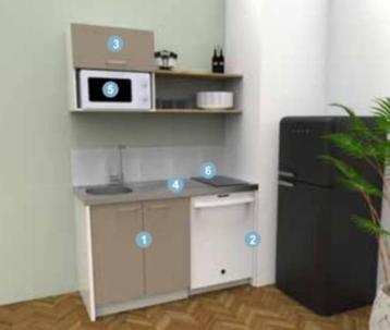 Minikeuken Moderna met RVS spoelbak +/- L140cm x D60cm beschikbaar voor biedingen