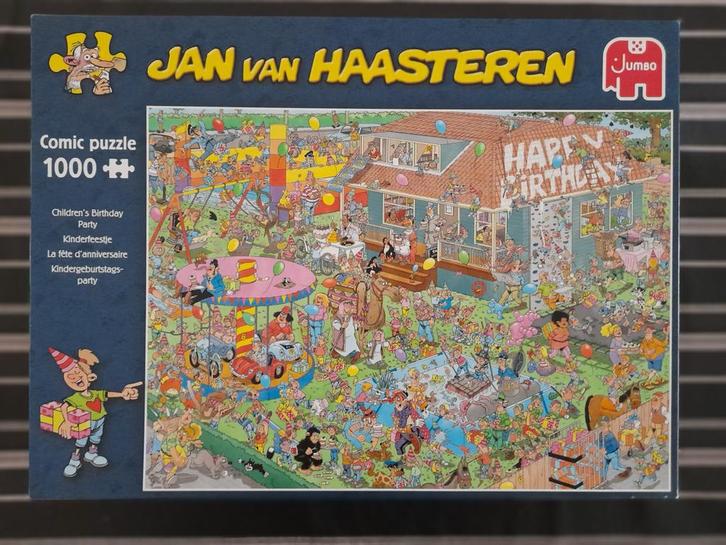 Jan van Haasteren Puzzel - Kinderfeestje 1000 stukjes, Hobby en Vrije tijd, Denksport en Puzzels, Gebruikt, Legpuzzel, 500 t/m 1500 stukjes