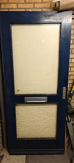 Voordeur met glas en scharnieren., Doe-het-zelf en Verbouw, Deuren en Horren, Ophalen, Gebruikt, Buitendeur, 200 tot 215 cm