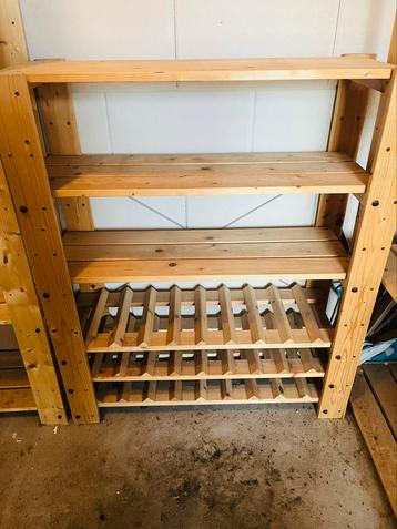 Houten stellingkast met wijnrek GRATIS AFHALEN beschikbaar voor biedingen