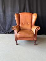 Engelse Oorfauteuil in rundleder, Huis en Inrichting, Fauteuils, Ophalen, Engels / Oorfauteuil / Klassiek, Gebruikt, 75 tot 100 cm