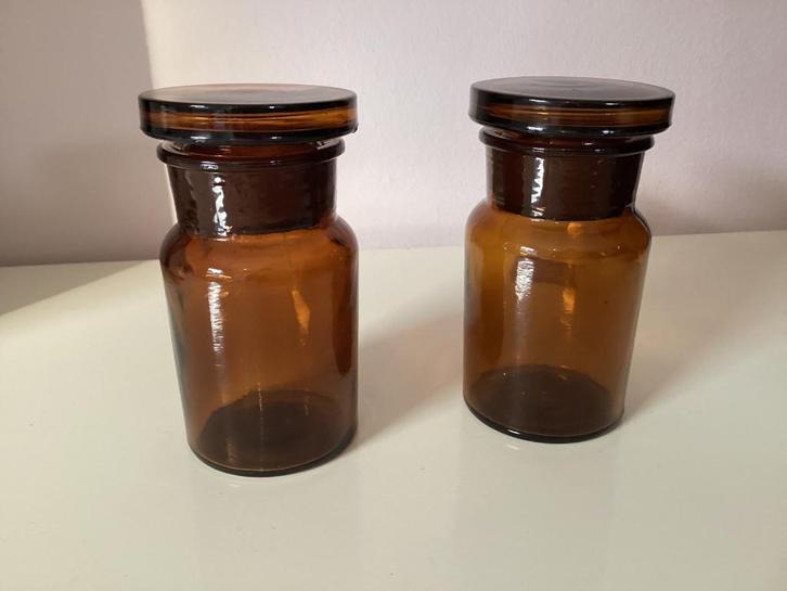 Oude Antieke  Vintage Apothekerspot Brocant Glas Bruin, Antiek en Kunst, Curiosa en Brocante, Ophalen