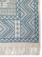 Handgeknoopt oosters wol Kelim tapijt light blue 154x238cm, Gebruikt, Crème, 150 tot 200 cm, 200 cm of meer