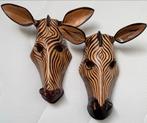 Houten Zebra Maskers - Afrikaanse Kunst, Ophalen of Verzenden