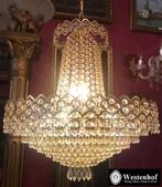 Kristallen kroonluchter - zakkroonluchter klassiek goud, Huis en Inrichting, Lampen | Kroonluchters, Ophalen of Verzenden, Gebruikt