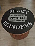 Unieke peaky blinders bijzettafel /mancave kabelhaspel, Huis en Inrichting, Rond, 55 tot 75 cm, Zo goed als nieuw, Hout