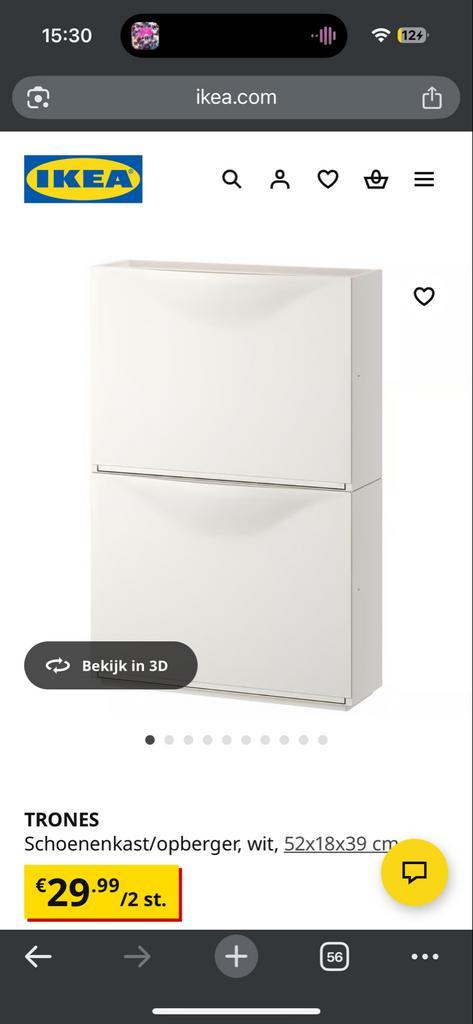 4x IKEA Trones schoenenkast wit, Huis en Inrichting, Kasten | Schoenenkasten, Gebruikt, Ophalen