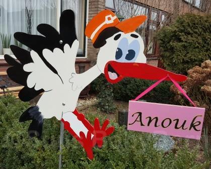 Geboortebord Vrolijke Geboorte Ooievaar., Kinderen en Baby's, Kraamcadeaus en Geboorteborden, Geboortebord, Ophalen of Verzenden