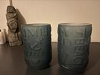 2x Riviera Maison Beach Summer vaas (prijs per stuk), Blauw, Ophalen of Verzenden, Minder dan 50 cm, Glas