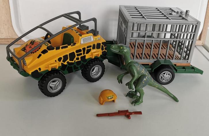 Playmobil Amfibie voertuig, kooi en Deinonychus dino, 4175, Kinderen en Baby's, Speelgoed | Playmobil, Gebruikt, Complete set