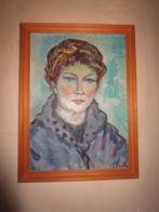 Mooi olieverf schilderij van vrouw op doek en in lijst, Antiek en Kunst, Kunst | Schilderijen | Klassiek, Ophalen of Verzenden