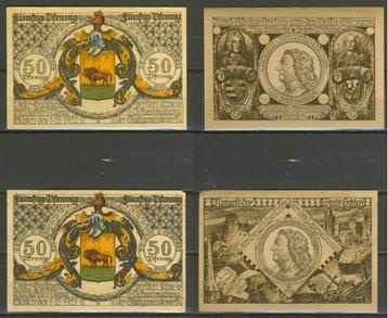 Schleiz 2 x 50 Pf 1921 Notgeld Noodgeld Biljet r-84 jdu beschikbaar voor biedingen