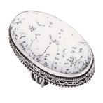 zilver Ring Dendriet Opaal,, Verzenden, Wit, Nieuw, 17 tot 18