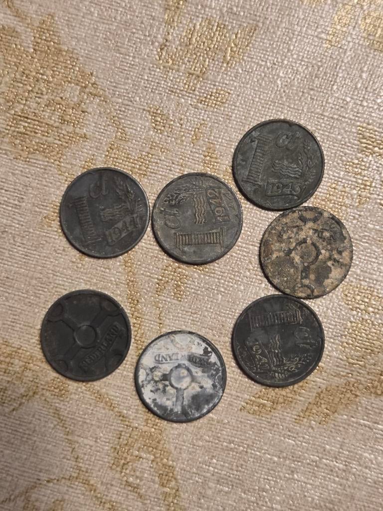 Set van 7 Nederlandse 1 cent munten uit WOII (1941-1944), Postzegels en Munten, Munten | Nederland, Ophalen of Verzenden, Koningin Wilhelmina