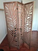 Stijlvolle houten kamerscherm met bladmotief, Ophalen, Zo goed als nieuw
