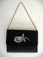 Zwart tasje met goudkleurige roos., Ophalen of Verzenden, Zo goed als nieuw, Zwart, Avondtasje