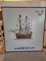 Geborduurde wanddecoratie sail amsterdam, Verzamelen, Scheepvaart, Ophalen, Zo goed als nieuw, Kaart, Foto of Prent