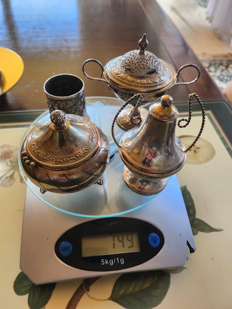 Antieke Zilveren Miniatuur Servies Set - 149g, Antiek en Kunst, Antiek | Goud en Zilver, Ophalen of Verzenden, Zilver