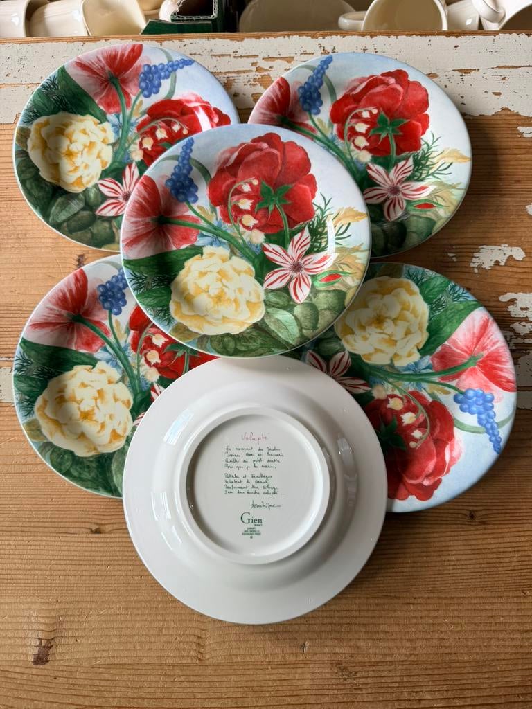 Gien VOLUPTÉ Gebaksbordjes, Ophalen of Verzenden, Zo goed als nieuw, Bord(en), Overige stijlen