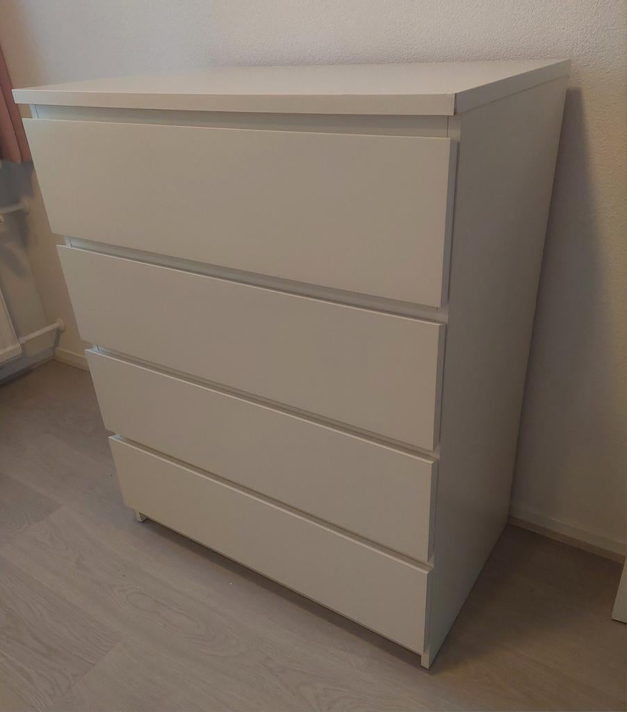 Ikea Malm ladekast met 4 lades - Wit, 5 laden of meer, Ophalen, 25 tot 50 cm, 50 tot 100 cm