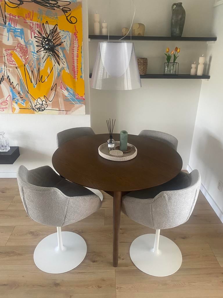 Eettafel Marstrand uitschuifbaar donker eiken Jysk, Huis en Inrichting, Tafels | Eettafels, Ophalen, 100 tot 150 cm, Rond, 200 cm of meer