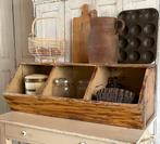 Brocante oude houten gruttersbak / grutterskast 3 vaks, Ophalen of Verzenden