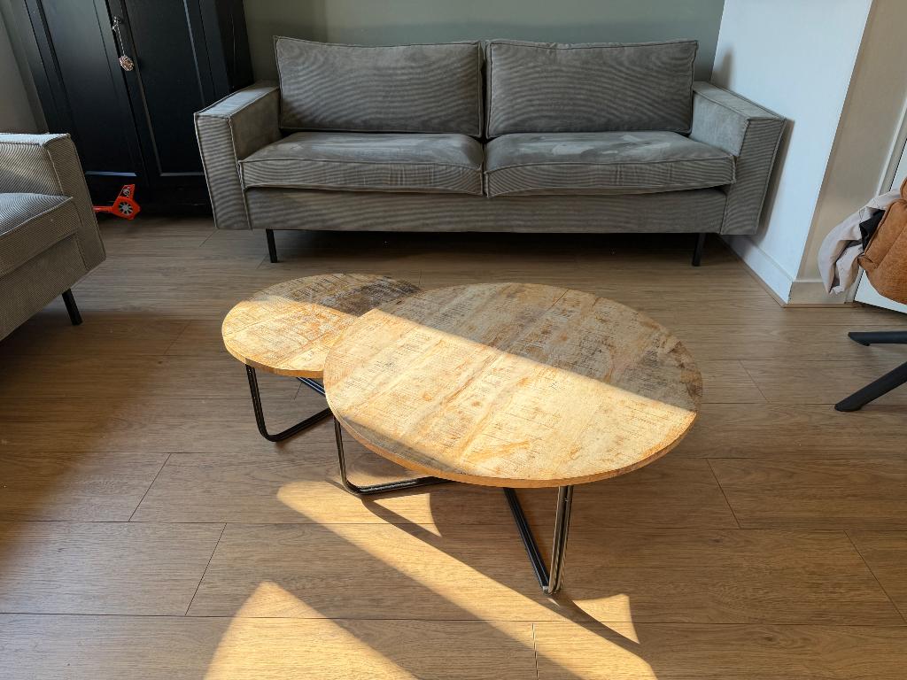 Salontafels set van 2, Huis en Inrichting, Tafels | Salontafels, Ophalen, Gebruikt, 50 tot 100 cm, Rond