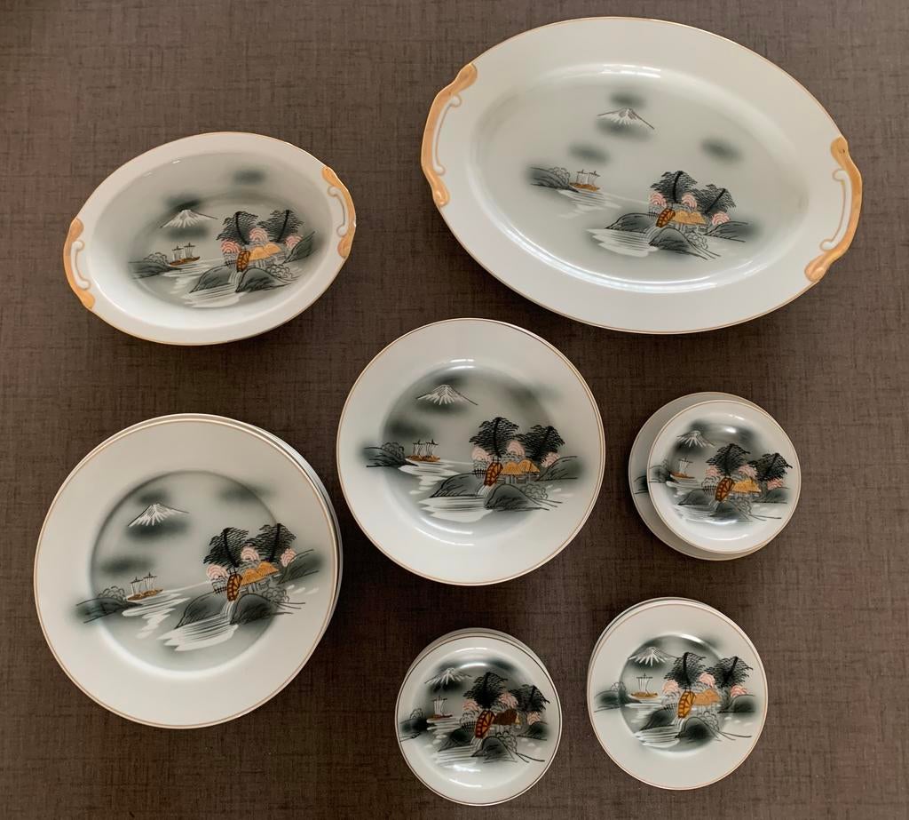 Vintage borden/ schalen Fuji Mountain ontwerp, Ophalen