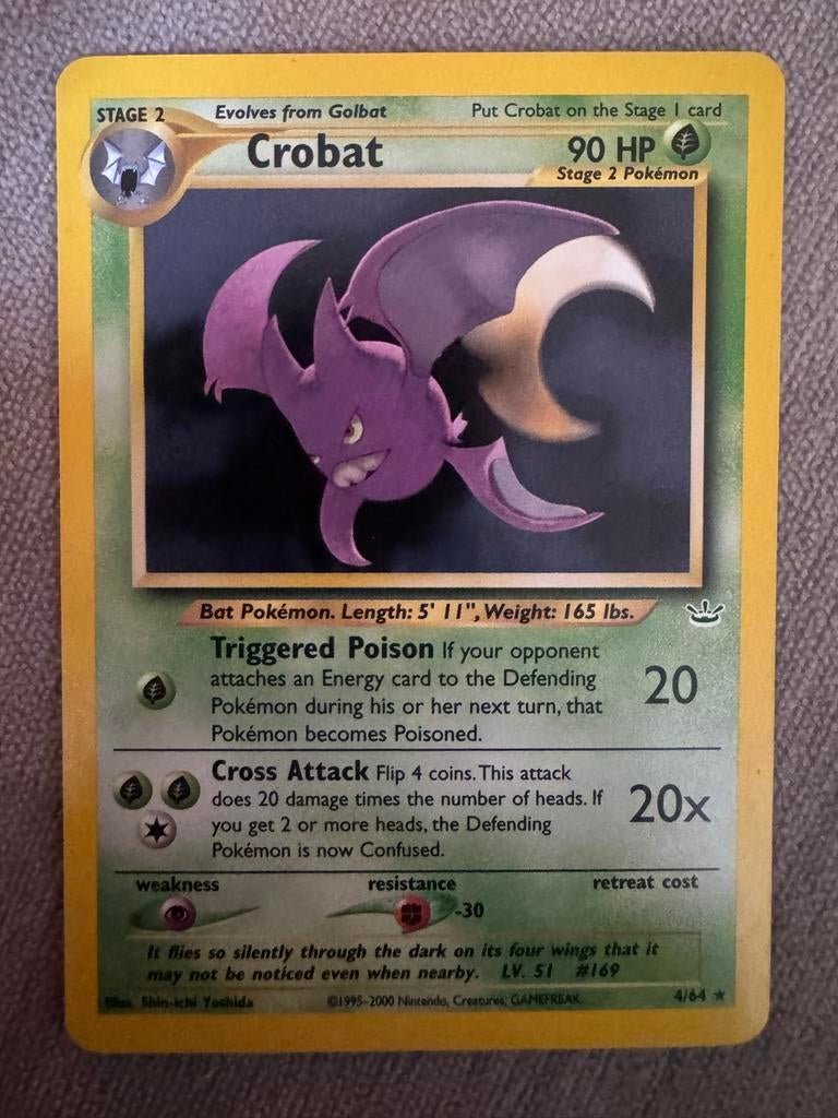 Pokémon Crobat kaart, Ophalen of Verzenden, Zo goed als nieuw, Losse kaart