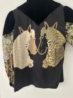 Vintage Leeser Werstern Blouse Zwart Paarden Opdruk, Ophalen of Verzenden, Zo goed als nieuw, Maat 38/40 (M), Zwart