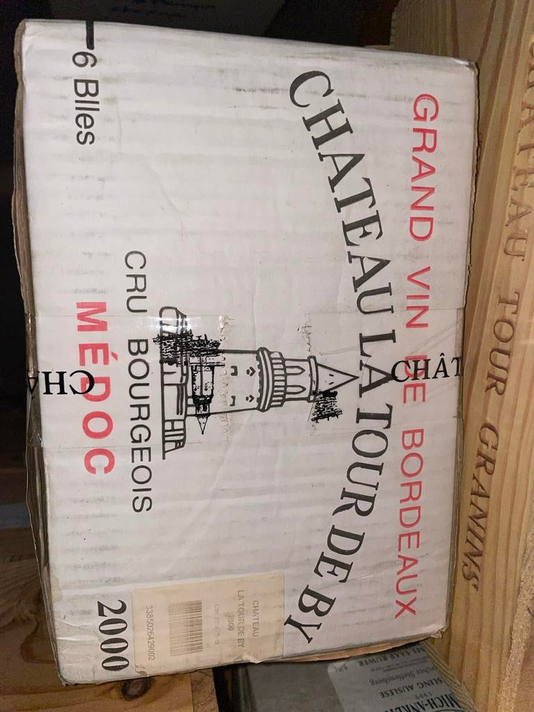 6x Château La Tour de By Médoc 2000 - Rode Wijn, Verzamelen, Frankrijk, Ophalen of Verzenden, Zo goed als nieuw, Rode wijn