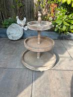 Decoratieve houten etagere met 3 lagen, Ophalen of Verzenden, Rond, Hout, Schaal