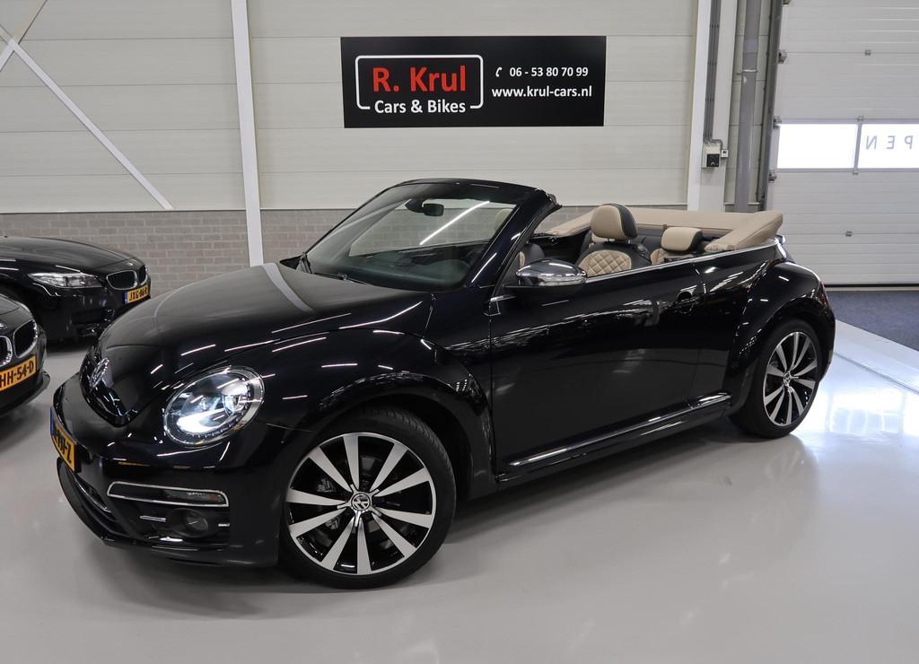 Volkswagen Beetle Cabriolet 1.4 TSI Exclusive Leer 19 inch S, Auto's, Gebruikt, 4 stoelen, Zwart, Leder