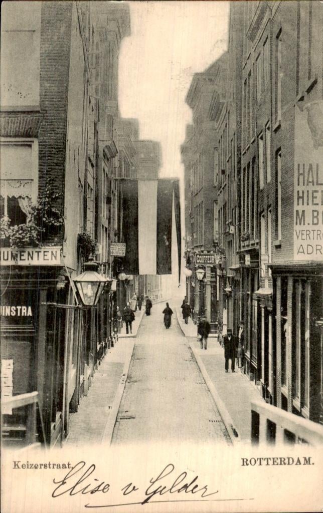 Rotterdam - Keizerstraat - Straatzicht, Verzamelen, Ansichtkaarten | Nederland, Gelopen, Zuid-Holland, Voor 1920, Ophalen of Verzenden