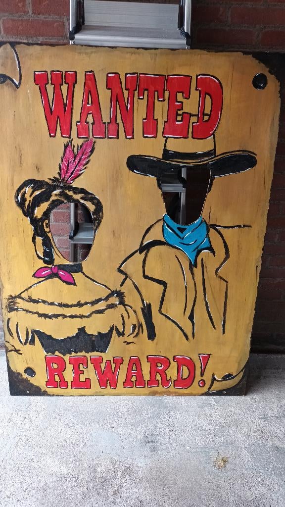 Feest bord gezichtbord cowboy wanted bord, Ophalen, Zo goed als nieuw, Versiering, Overige